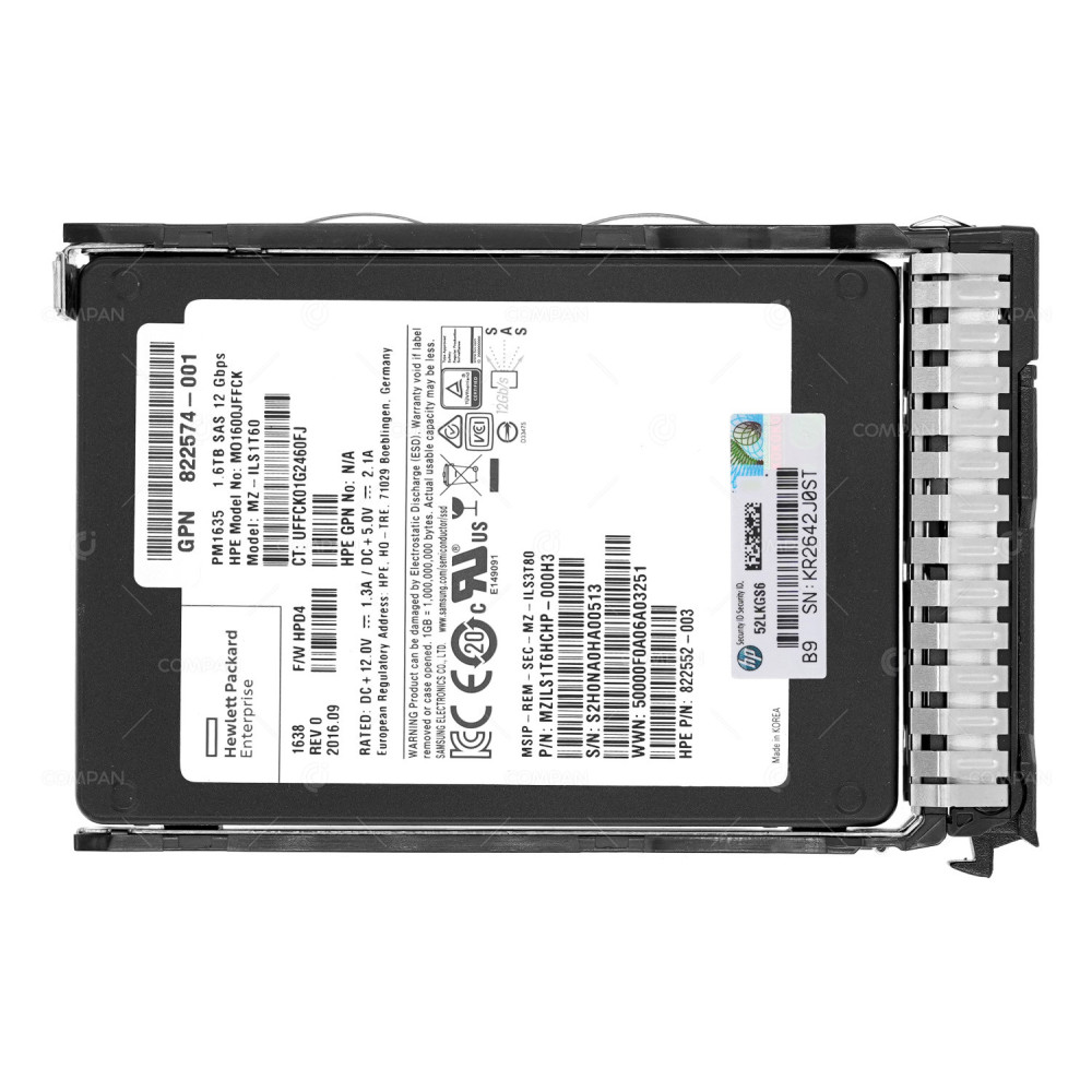 822788-001  HP 1.6TB 12G SAS 2.5 SFF SSD
